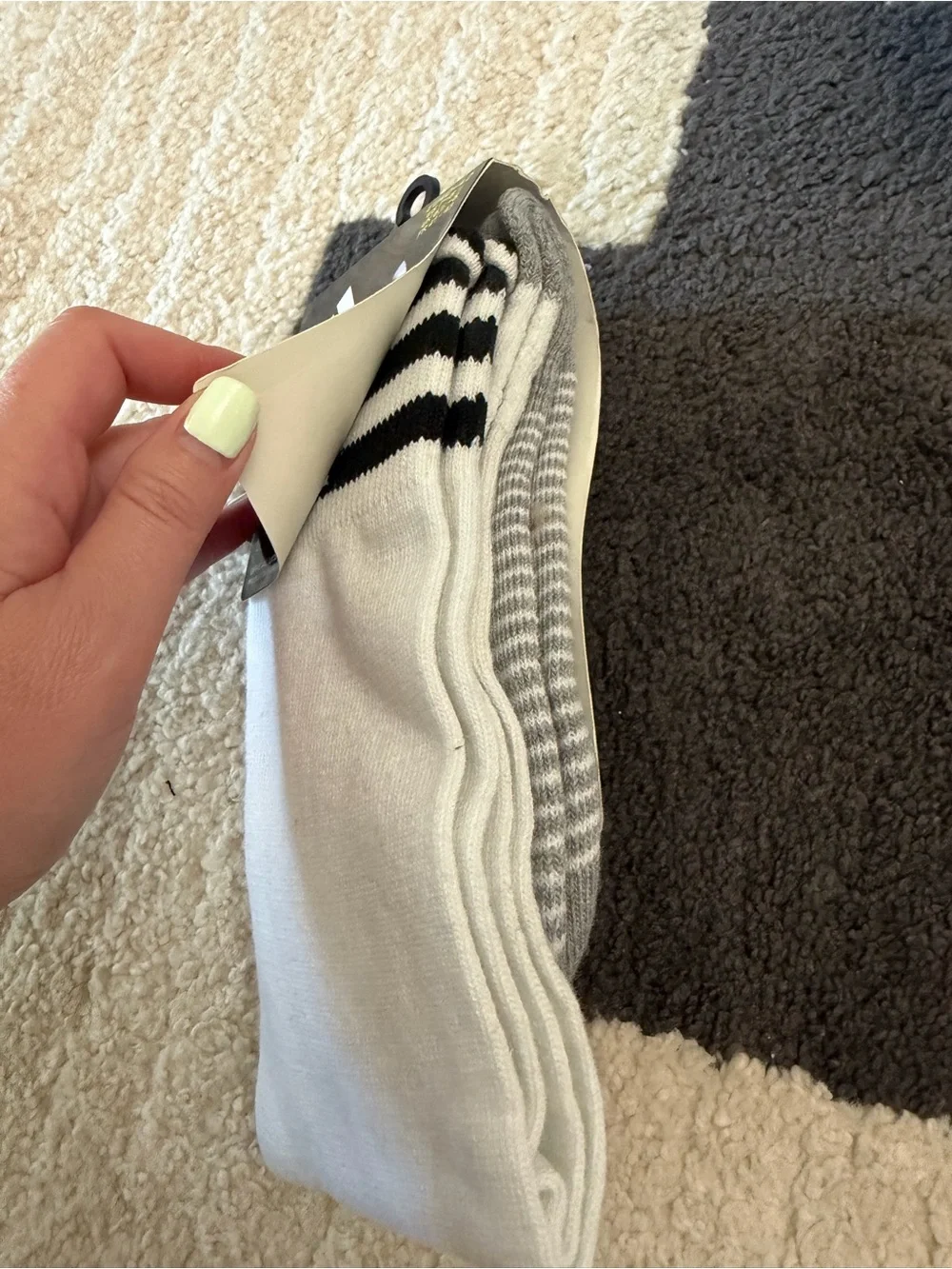 adidas White Soccer Crew Socks with Black Branding